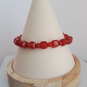 Red Agate Beaded Bracelet